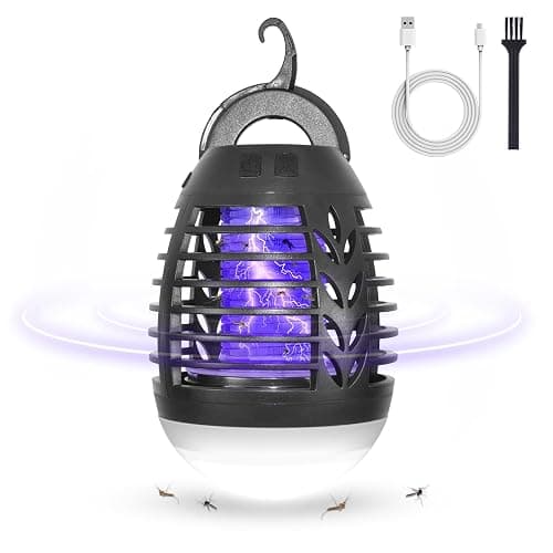 MOSSNDAR Lampe Anti Moustique Camping,2 en 1 Tué Mouche Électrique USB Rechargeable avec 3 Luminosité Modes,Portable Étanche Piège à Moustique Extérieur,Destructeur d'insectes pour Jardin Balcon Tente - Image 1