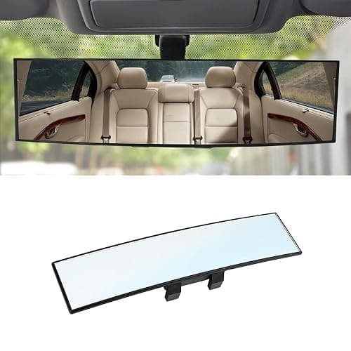 8sanlione Car Rearview Mirrors, Shock Resistant Interior Clip-on Panoramic Rear View Mirror for Car, Wide Viewing Range, 12 inch HD Universal Use for Cars, SUVs, Trucks, Vehicles (White) - Image 1