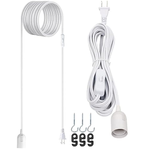 JACKYLED 20Ft UL Approval Extension Hanging Lantern Pendant Light Lamp Cord Cable 360W Suitable for E26 E27 Socket with On/Off Switch for Paper Lantern - Image 1