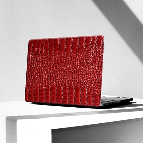KEROM Compatible with Crocodile MacBook Air 13 inch Case 2021 2020 2019 2018 M1 A2337 A2179 A1932, Textured Elegant Luxury Aligator Skin Snakeskin PU Leather Hard Shell & Keyboard Cover, Burgandy - Image 1