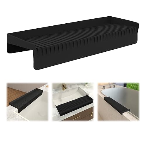 Silicone Sink Edge Protector &Splash Guards, 5° Upgrade Multifunction Sink Accessorie, Splash Guard For Bathtub Sink, Countertop Protectors For Kitchen Sink Stainless Steel, Granite, Quartz, Black - Image 1