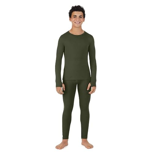 Cuddl Duds Boys Cold Weather Fleece-Lined Thermal Underwear 2-Piece Set - Kids Long Sleeve Top and Leggings Long Johns - Image 1