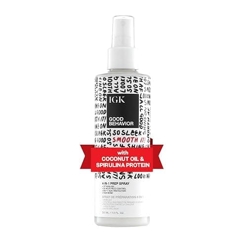 IGK Good Behavior 4-in-1 Prep Spray, Heat Protectant, Leave-In Detangler | Controls Frizz for 24 Hours, Heat Protection + Shine, Weightless + Vegan, 7 Oz - Image 1