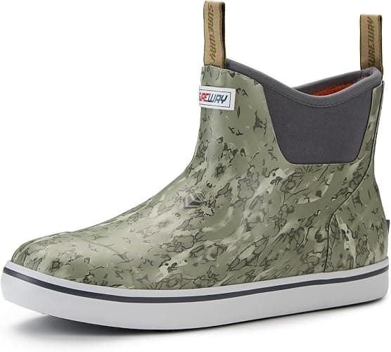 SUREWAY Men's Ankle Fishing Deck Boots for Men-Waterproof,Professional Non-Slip Soles for Wet Slippery Surface,Neoprene Rubber Rain Boot/Shoes for Hunting Boating Gardening - Image 1