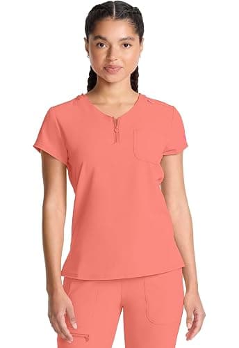 Med Couture Scrubs top for Women Medical Quarter Zip V-Neck Scrub Top Tuckable with Chest Pocket and Rounded Hem - MC705 - Image 1