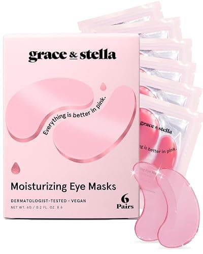 grace & stella Award Winning Under Eye Mask - Reduce Dark Circles, Puffy Eyes, Undereye Bags, Wrinkles - Gel Under Eye Patches - Gifts for Mom - Vegan Cruelty-Free Self Care (Pink, 6 Pairs) - Image 1