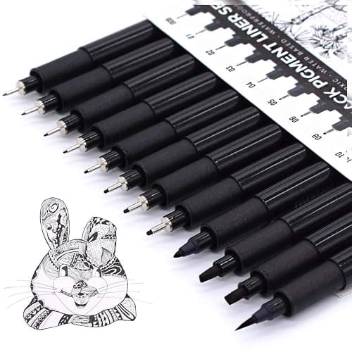 TWOHANDS Art Pens,Fineliner Ink Pens,Set of 12 Technical Drawing pen,Pigment Pen,Fine Point,Black,Waterproof,for Art Watercolor,Sketching,Anime,Manga, 902188 - Image 1