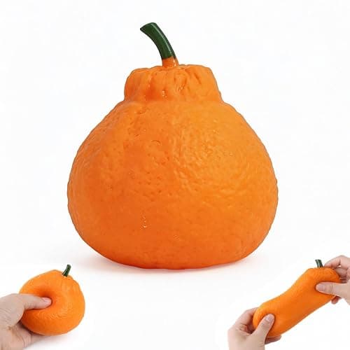 Tangerine Squishy, Fast Rising Stress Relief Fruit, Realistic Fruit Fidget Hand Toy for Anxiety & Sensory Needs, Classroom Rewards & Calming Toys for Teens Adults (Tangerine) - Image 1