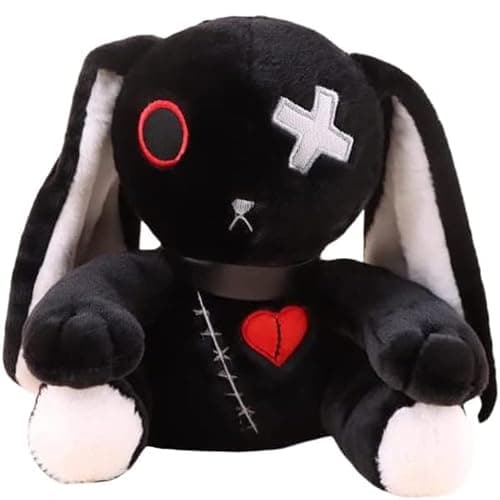 LVQING Easter Bunny Plush Toy,Halloween Scary Rabbit Stuffed Animal Long Ears Standing Toy, 9.8 in Suitable for Fans Easter Christmas Birthday Gift. (Black) - Image 1