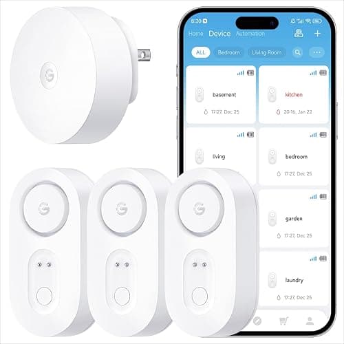 GoveeLife Upgraded Smart Water Leak Detector 1s with 1804 ft Ultra-Long Range, WiFi Water Sensor with SMS/Email/APP Push and Sound Alarm, 5-Year Battery Life, Suit for Home, Basement, Kitchen, 3 Pack - Image 1