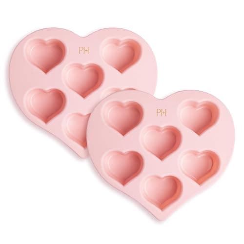 Paris Hilton Heart Silicone Cake Pan, Nonstick Heart Shaped Mold, Oven Safe Bakeware for Cakes, Brownies, and Desserts, 6-Cup, Pink - Image 1