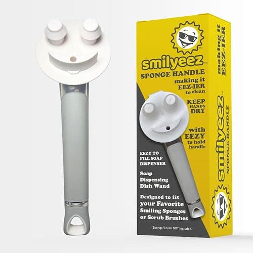 The Original Smiling Handle with Soap Dispensing for Scrub Daddy (Reg. TM) Sponge and Scrub Moji Sponge (White) - Image 1