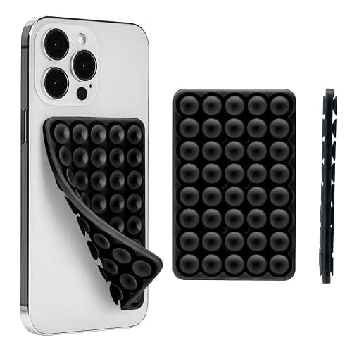 QWEIDHI Silicone Suction Phone Case Adhesive Mount, Hands-Free Strong Grip Holder for Selfies, Silicon Adhesive Stand Sticky for Cell Phone (Black) - Image 1