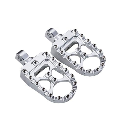 Hopider CNC Wide Foot Pegs 360° Roating MX Chopper Bobber Style for harley Dyna Sportster Fatboy Iron 883,Silver - Image 1