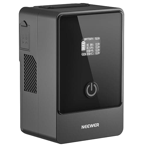 NEEWER Mini V Mount Battery, 6800mAh 99Wh V Lock Battery, PD65W Fast Charging/D Tap/BP/USB A/Dual DC Port/OLED Display for Camcorder Video Camera Compatible with SmallRig BMPCC 4k 6k, PS099E - Image 1