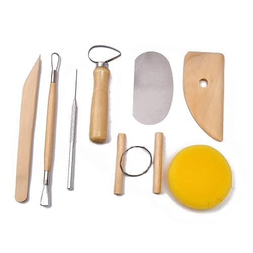 S & E TEACHER'S EDITION 8 Pcs Pottery & Clay Sculpting Tools, Double-Sided, Smooth Wooden Handles. - Image 1