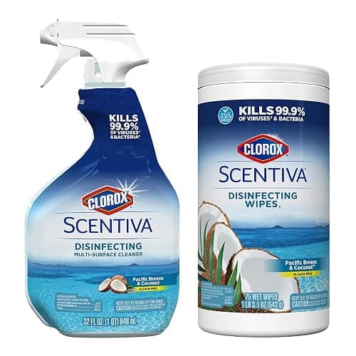 Clorox Scentiva Disinfecting Multi-Surface Cleaner Spray & Disinfecting Wipes, Pacific Breeze & Coconut Scent - Bundle of 2 Items - Image 1