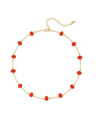 SHANTYSON Beaded Choker Necklace 14K Gold Plated Natural Stone Boho | Multicolor, Turquoise, Handmade, Beach Summer Style, Western Jewelry, Adjustable Chain - Image 1