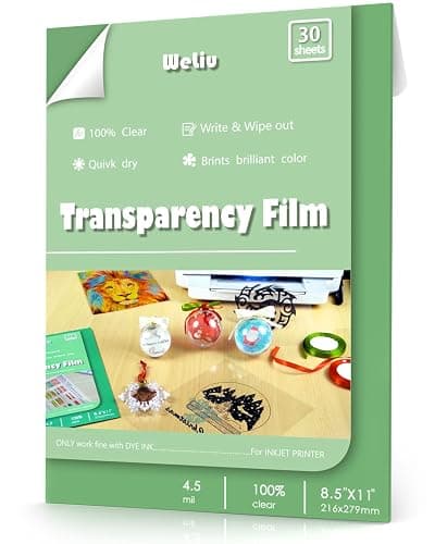 Weliu Transparency Sheets for Inkjet Printers, Clear Acetate Sheets | 30 Sheets 8.5" X 11", Inkjet Transparency Film & Transparency Paper for Overhead Projectors - Image 1