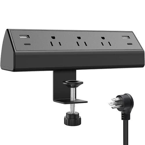 Jgstkcity Desk Clamp Power Strip,40W Total Fast Charging Station,2 PD 20W USB C Ports,Desk Edge Mount Surge Protector for Home, Office,3 Outlets,Fit 1.96" Tabletop Edge,ETL Listed - Image 1