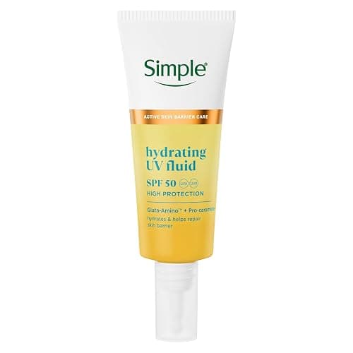 Simple Hydrating UV Fluid SPF 50 – High UVA/UVB Sun Protection Face Moisturiser with Gluta-Amino™, Niacinamide & Pro-Ceramides - Helps Protect Skin Barrier, Reduce Dark Spots & Even Skin Tone 40ml - Image 1