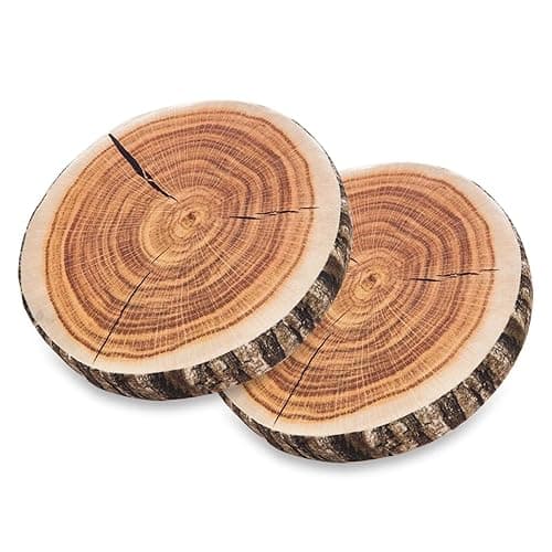HYSEAS Decorative Round Throw Pillow, 3D Digital Print Comfortable Kids Funny Cute Wood Log Pillow Circle Seating Floor Cushion for Home, Couch, Sofa, Bedroom, Living Room Decor, Stump, 2 Pack - Image 1
