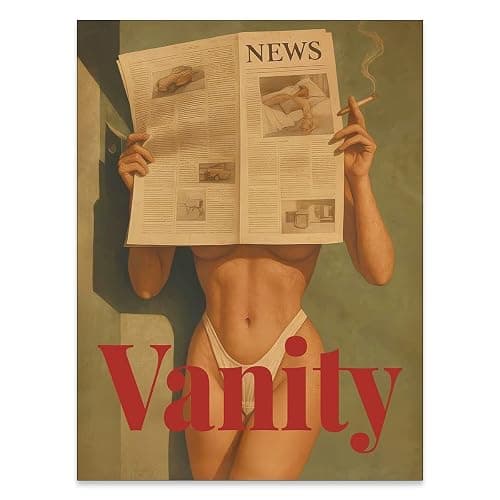 YYS Fashion Hot Girl Reading Newspaper Wall Art 70's Vintage Poster Bikini Canvas Prints Sexy Woman Picture Artwork for Living Room Bedroom Apartment Decor Aesthetics 11X14 inch Unframed - Image 1
