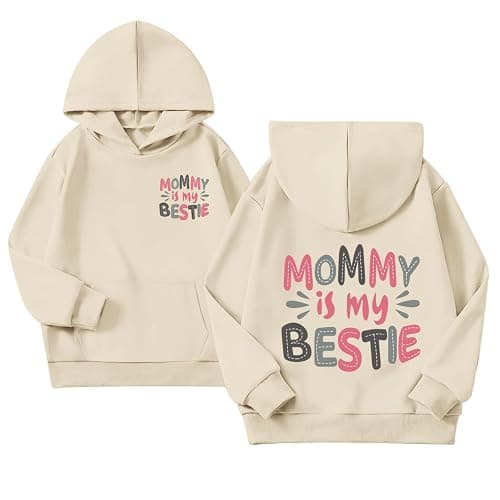 KEEVICI Cute Preppy Hoodies for Girls Mommy and Me Sweatshirts Kids Graphic Kawaii Hoodie Mother Daughter Cotton Pullover - Image 1