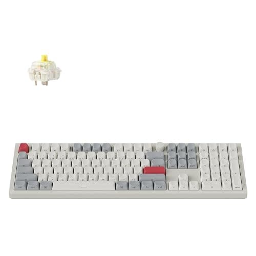 Keychron Q6 Max QMK/LAUNCHER Wireless Bluetooth/2.4GHz/USB-C Wired Custom Mechanical Keyboard, Full Size Programmable Knob RGB Backlit Hot-Swappable Gateron Banana Switch for Mac Windows Linux - White - Hot-swap Banana Switch - Image 1
