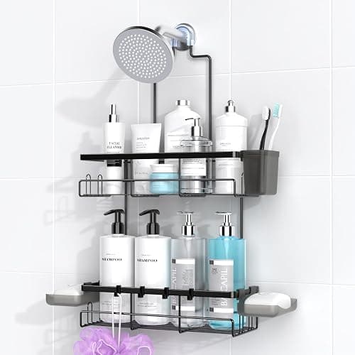 AKTECKE Shower Caddy Hanging Bathroom Organizer: Rustproof Shelf for Inside Shower - No Drilling Racks Over Showerhead - Bath Shelves for Shampoo Soap - Image 1