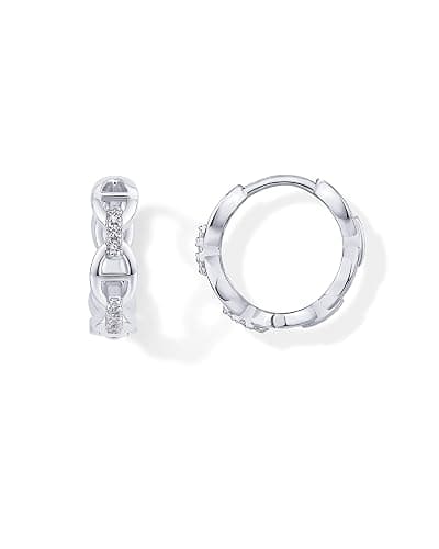 PAVOI 14K Gold Plated Sterling Silver Posts Cubic Zirconia Chained Huggie Earrings for Women | Small CZ Chain Hoops - Image 1
