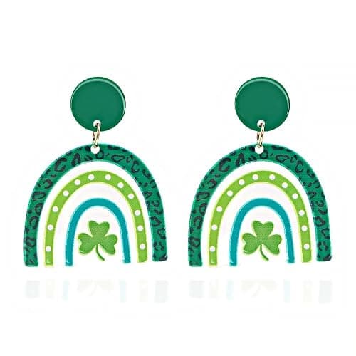 St Patricks Day Earrings Accessories for Women, Green Shamrock Clover Good Lucky Drop Earring for Irish Jewelry Gifts Decorations - Image 1