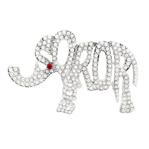Pearl Elephant DST Sorority Pin Soror Greek Delta Brooch Social Womenhood Gift Jewelry For Clothing Bag - Image 1