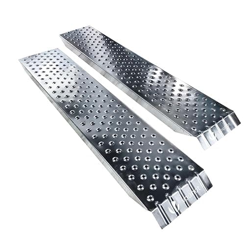 vounot® 2 x Rampe de Chargement 400kg Max Rampes Moto Tracteur remorque et Rampe d’accès Résistant et Pratique Taille 135cm x 23x 5 cm - Argent - Image 1