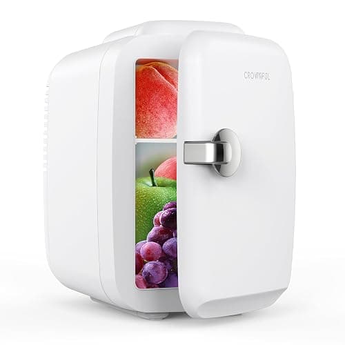 CROWNFUL Mini Fridge, 4 Liter/6 Can Portable Cooler and Warmer Personal Refrigerator for Skin Care, Cosmetics, Beverage, Food,Great for Bedroom, Office, Car, Dorm, ETL Listed (White) - Image 1