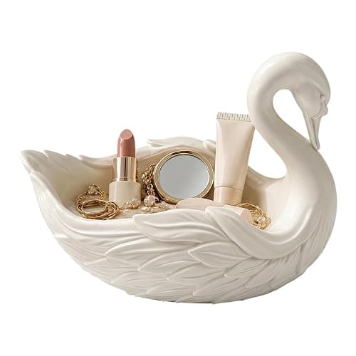 3D Printed Elegant Swan Organizer, Decorative Jewellery Tray, Makeup Holder | Hallway Bowl Resins Jewellery Dish Aesthetic Jewellery Bowl for Entryway Bedside Table Desk Office - Image 1