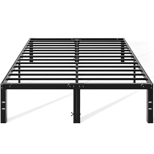OLIXIS Metal Queen Bed Frame - 14in High with Storage Space, No Box Spring Needed with Sturdy Steel Slat Support, 2200LBS Heavy Duty for Easy Assembly, Black for Bedroom - Image 1