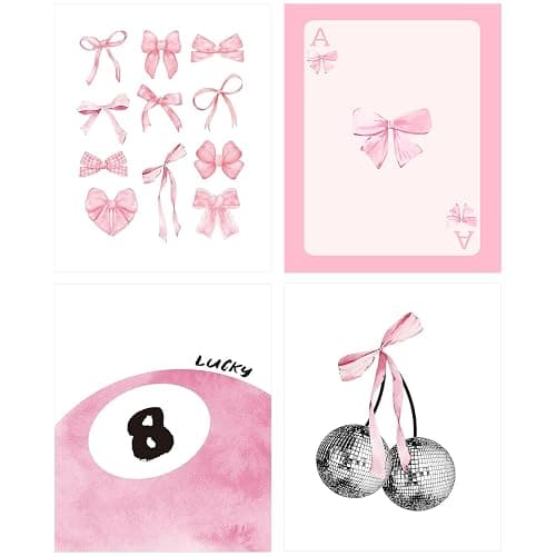 Yeaqee 4 Pcs Diamond Art Kits DIY Painting for Adult Aesthetic Wall Diamond Crafts Aesthetic Room Decor Cute Painting Pictures 5d Craft Wall Decor for Home 10 x 11.8''(Coquette) - Image 1