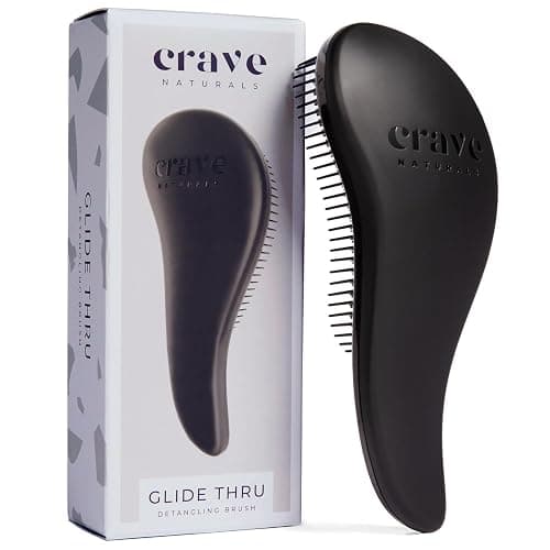 Crave Naturals Biggie Glide Thru Hair Brush - Detangler Brush for Curly, Straight, Wet or Dry Hair - Gentle Detangling Brushes for Adults, Kids, Toddlers - Hair Accessories for Women, 8.4x3.4" - Black - Image 1