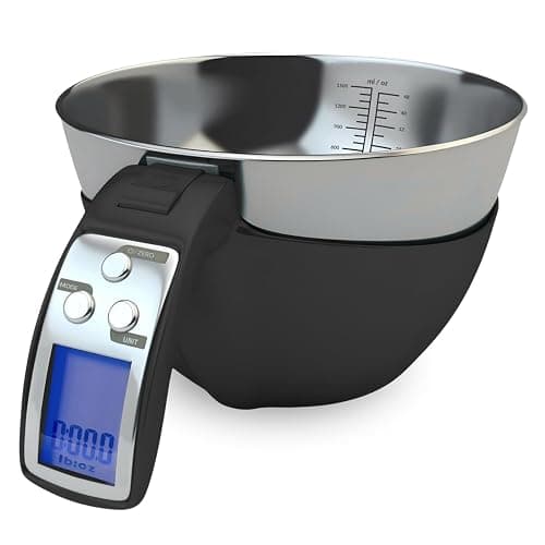 Fradel Digital Kitchen Food Scale with Bowl - 11lb, Grams & Ounces - Removable, Dishwasher-Safe Mixing Bowl - Black - Image 1