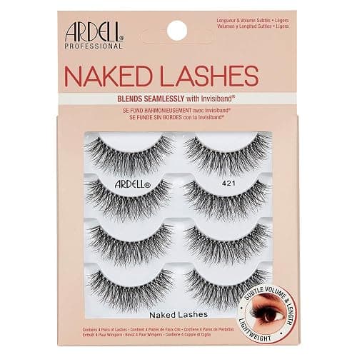 Ardell Naked Lashes 421 – Lightweight Natural Strip Lashes with Invisiband, Reusable False Eyelashes, Multipack, 4 Pairs, 1 Pack - Image 1