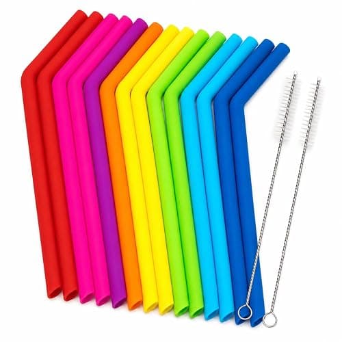 Reusable Silicone Straws for Tumblers, Smoothies & Kids Drinks – 15 Pack Flexible BPA-Free Drinking Straws with 2 Cleaning Brushes – Soft on Teeth & Lips – Fits 20oz & 30oz Tumblers - Image 1