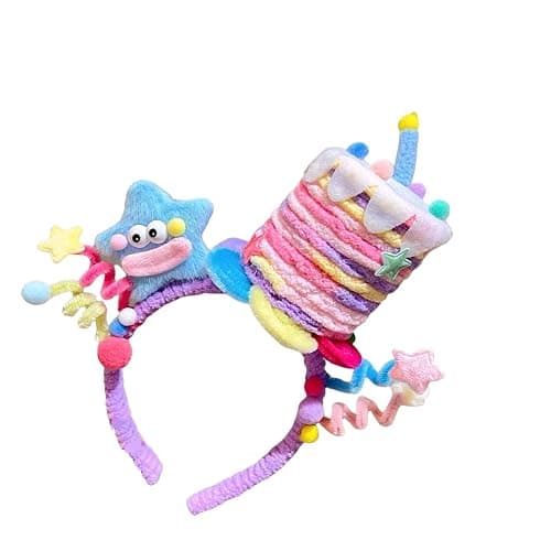 ZHIZHOUNEY Party Star Cake Hair Decoration Headpieces Adjustable Twisted Birthday Headband For Women And Girls - Image 1