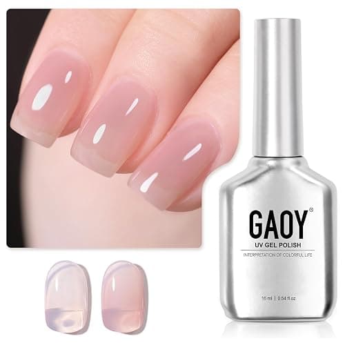 GAOY Jelly Nude Gel Nail Polish, 16ml Sheer Rose Pink Translucent Soak Off Gel Polish, UV Light Cure for Nail Art DIY, 1624 Ocean Song - Image 1