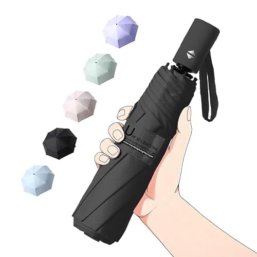 BAODINI Small UV Protection Travel Umbrella Compact for Rain and Sun UPF 50+ Windproof Portable 42 inch Umbrella for Women and Men - Image 1