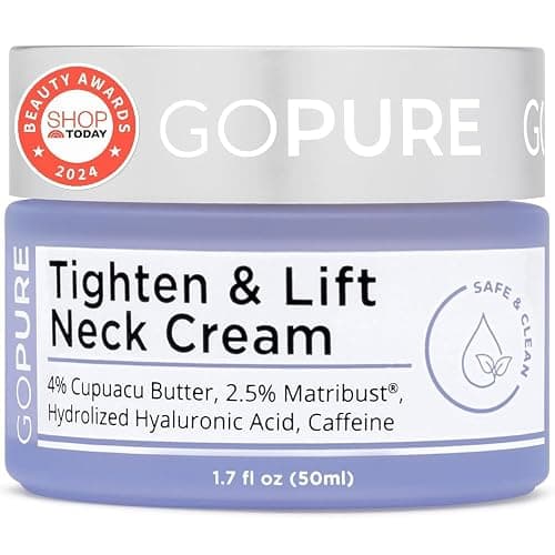 goPure Tighten & Lift Neck & Chest Moisturizer Cream for Visibly Firming, Tightening and Lifting the Look of Wrinkles & Crepey Skin, 1.7oz - Image 1