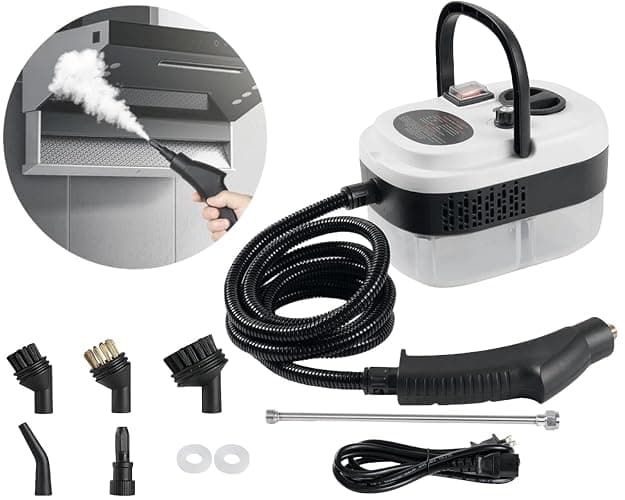 Foandbevi 7 in 1 Steam Cleaner 2500W High Pressure Steamer for Cleaning, Car Steamer Handheld Steam Cleaner for Home Use, Hardwood Floor Steam Cleaner for Upholstery, Kitchen, Bathroom, Grout and Tile - White Black - Image 1