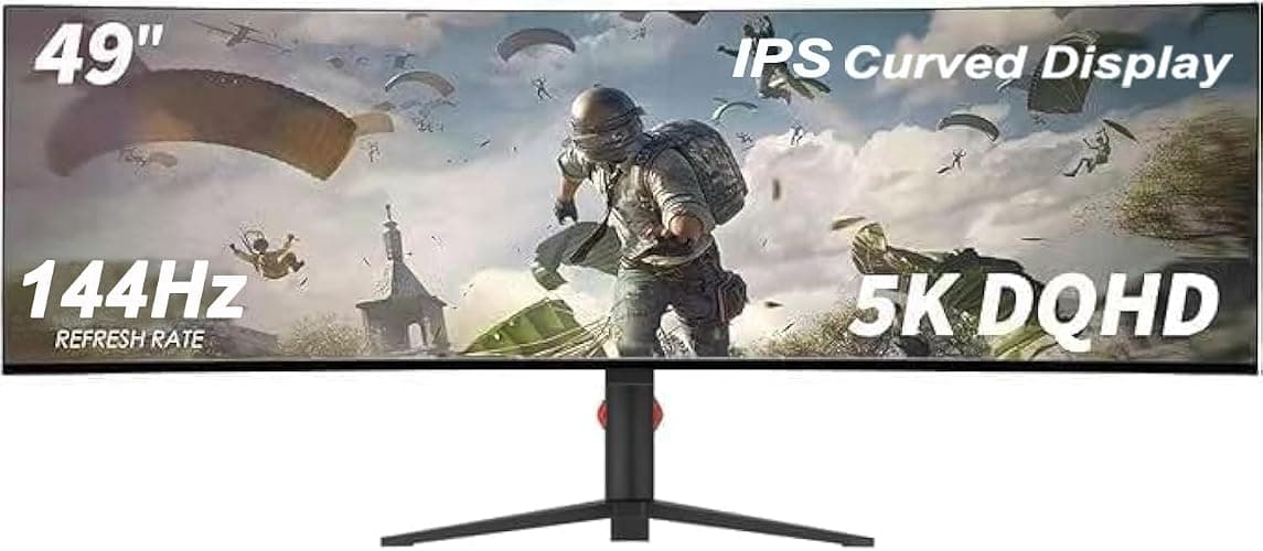 AtomFun YOGAES Écran de jeu IPS Dual QHD (5120x1440) de 49 pouces de large, 49 pouces montior. HDR400, USB-C, VESA100x100mm, Réglage de la hauteur d'inclinaison (144hz) - Image 1