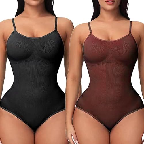 UniikStuff 2 Pack Bodysuit for Women - Seamless Tummy Control Shapewear Sculpting Thong Sleeveless Women Body Shaper - Image 1