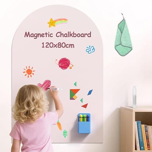 Magnetwand kinder, Selbstklebende Wandtafel in Bogenform, Geeignet zum Schreiben und Zeichnen, Wiederverwendbar, Magnetischer Wandaufkleberbogen Kinder für Mädchen und Jungen (120 x 80 cm) (Rosa) - Image 1